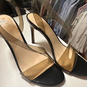 Nine West Black and Cream Strappy Heels